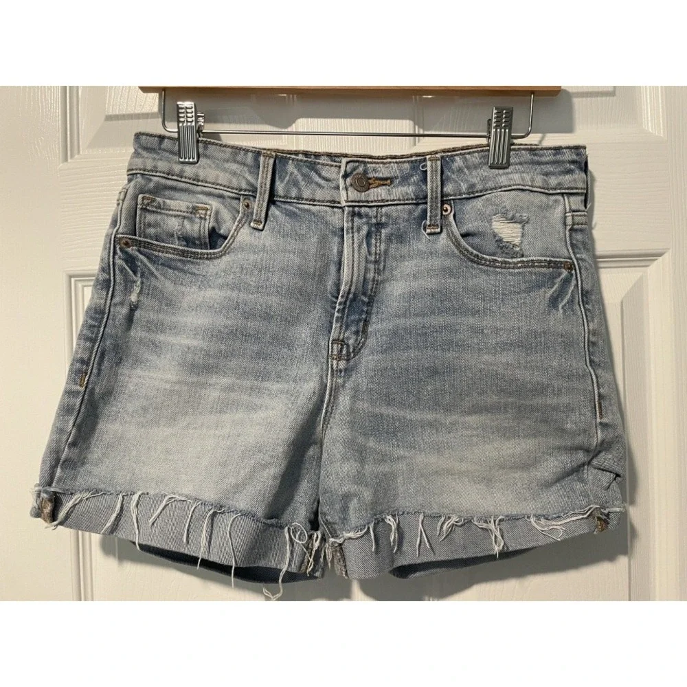 Old Navy Womens Size 10 Blue Denim High Rise Power Straight Jean Shorts - Picture 1 of 6